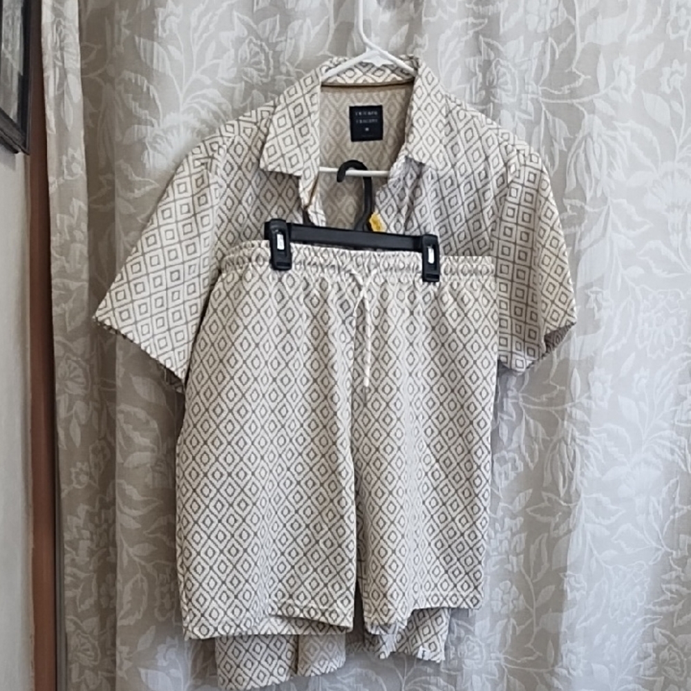 Triumph Beige Textured Fabric Two Pieces Set